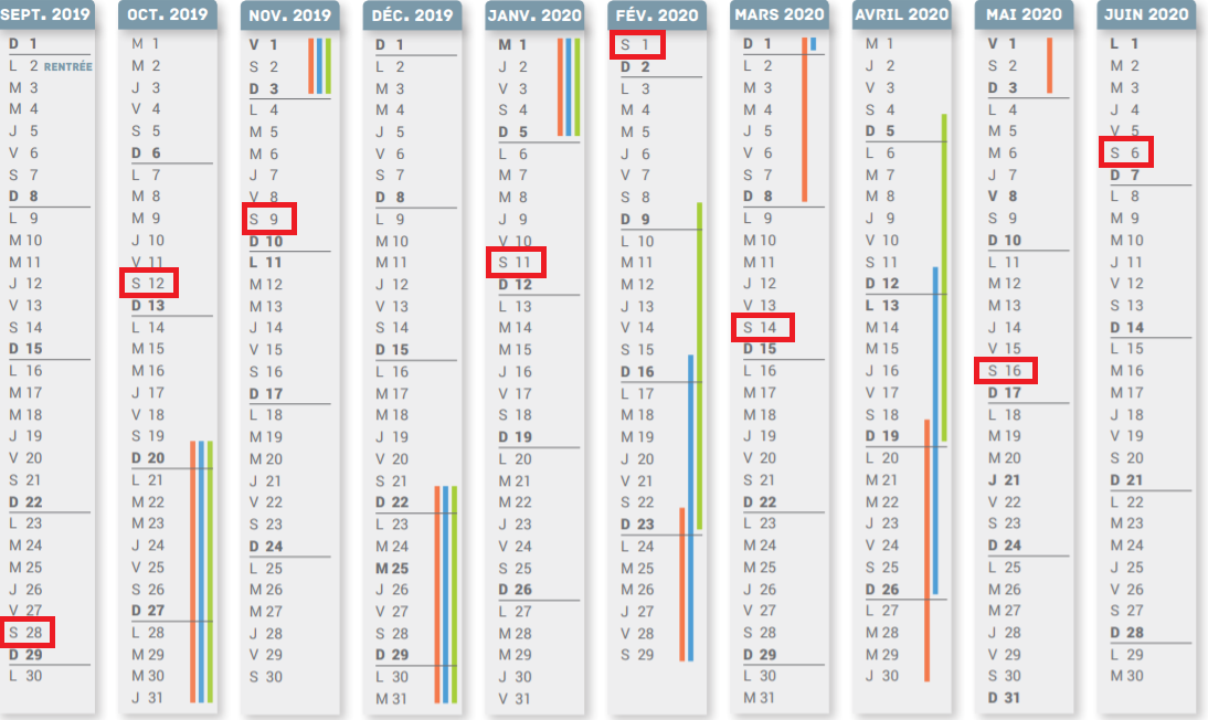Calendrier 2019-2020